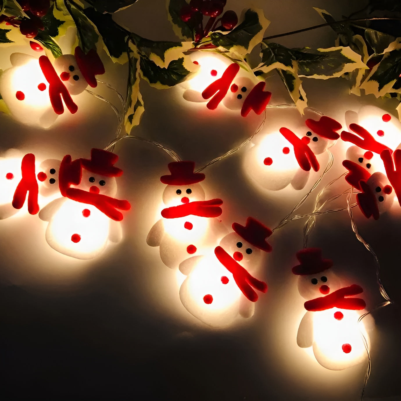Schneemann Lichterkette – Festliche Weihnachtsbeleuchtung | Dekorative Anhänger für Tannenbaum