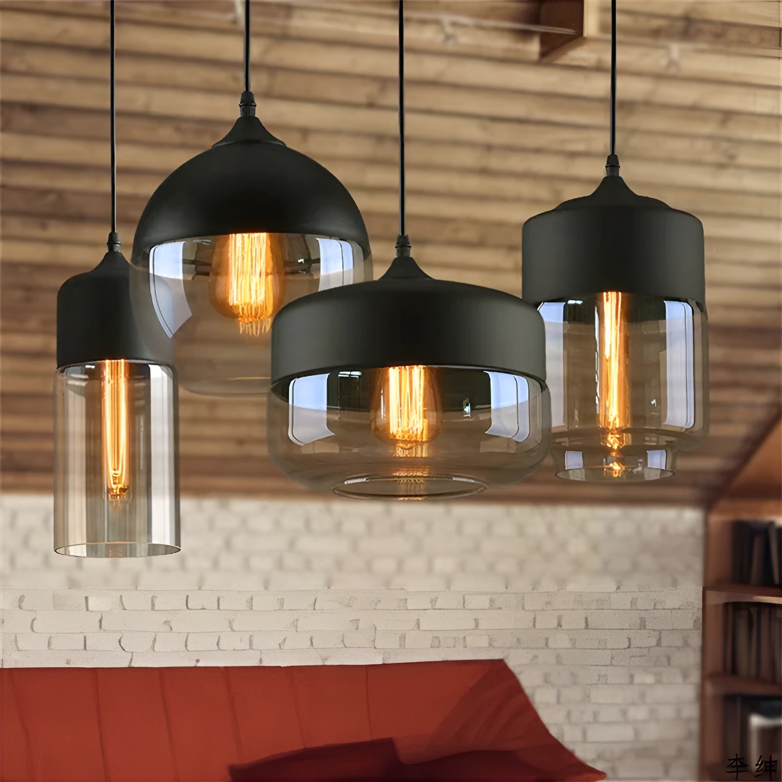 Geometrische Glas-Pendelleuchte – Schwarz & Bernstein | Stilvolle Beleuchtung