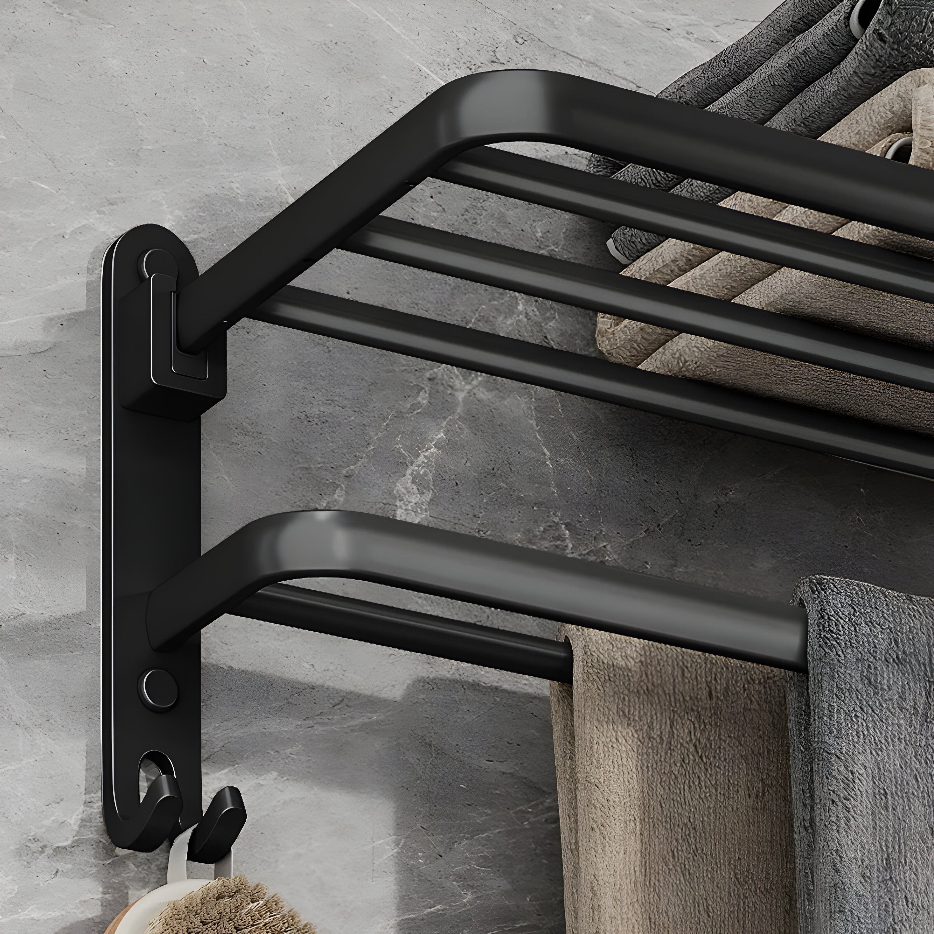 FoldRack - Handtuchhalter für Wandmontage Schwarzes Aluminium