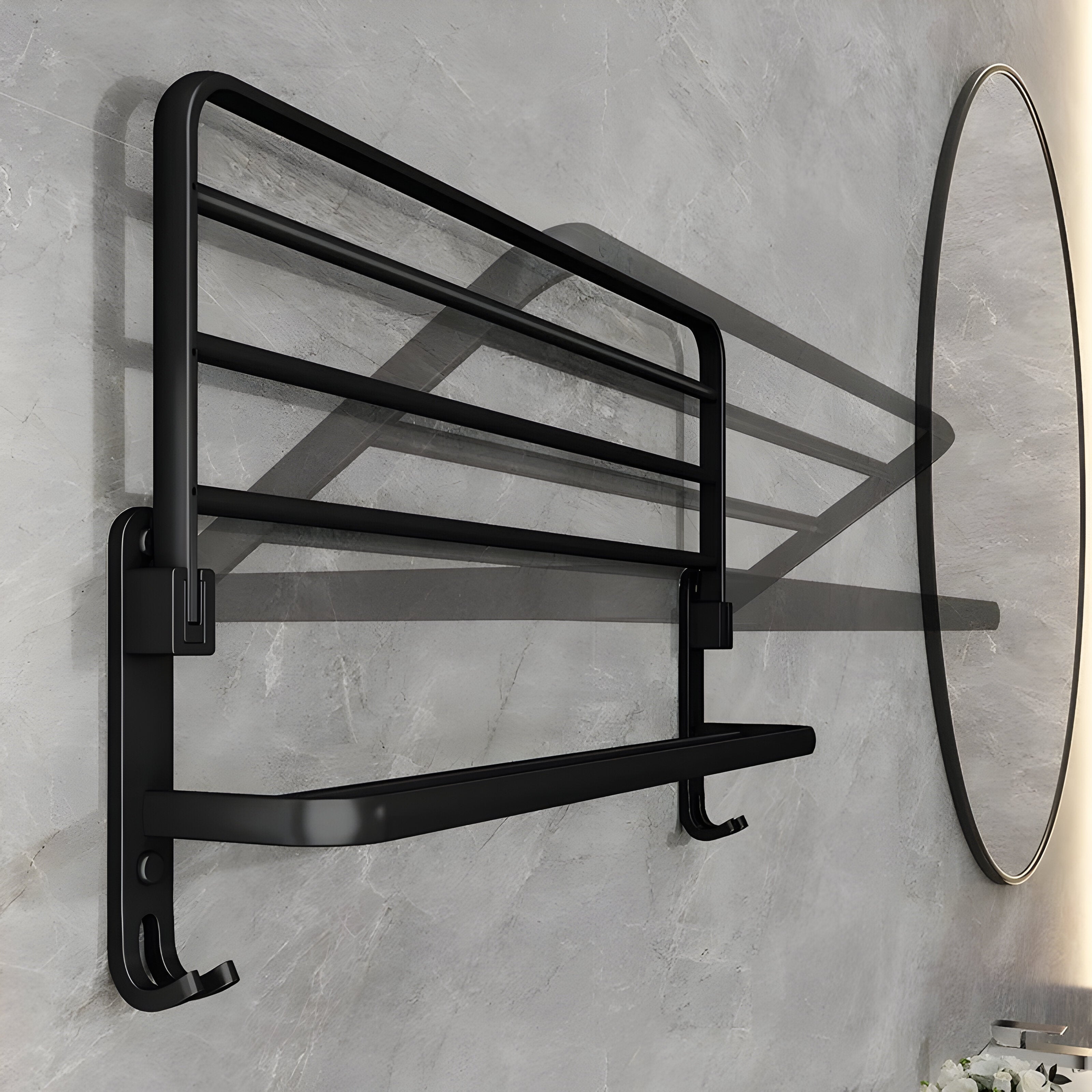 FoldRack - Handtuchhalter für Wandmontage Schwarzes Aluminium