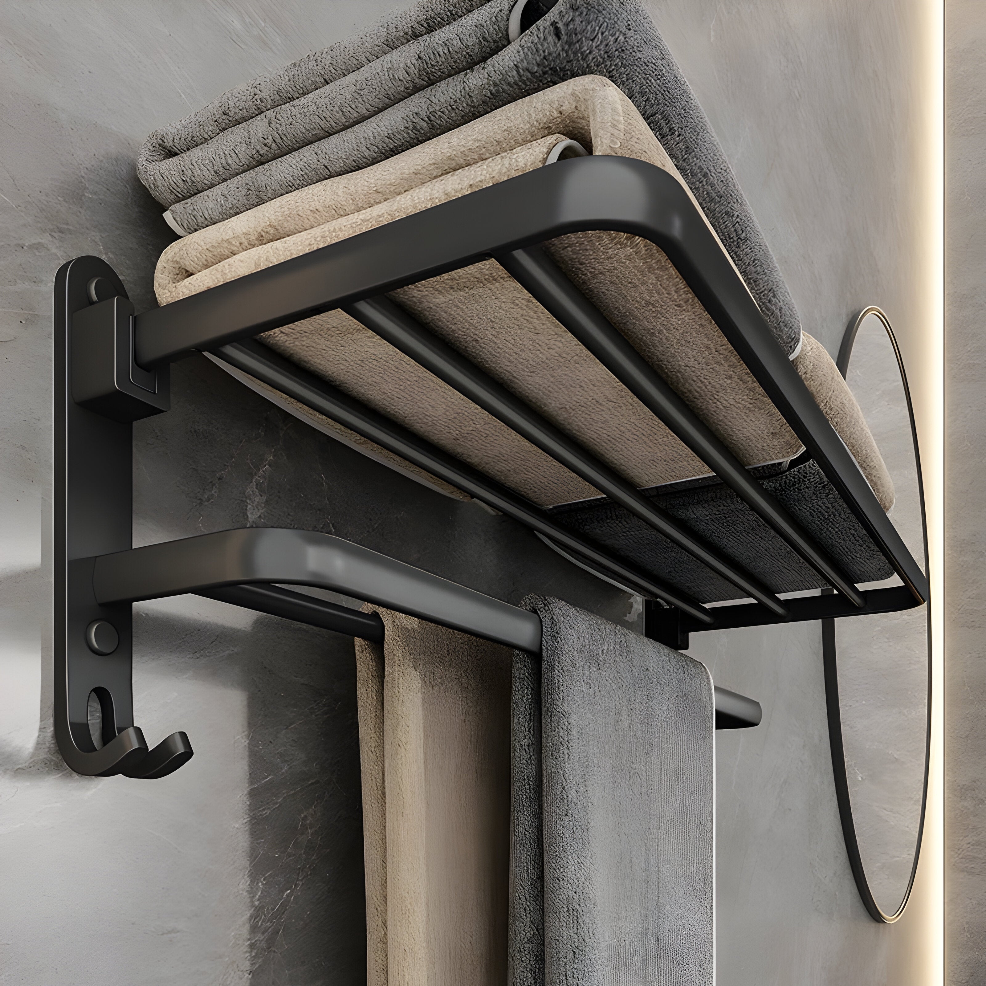 FoldRack - Handtuchhalter für Wandmontage Schwarzes Aluminium