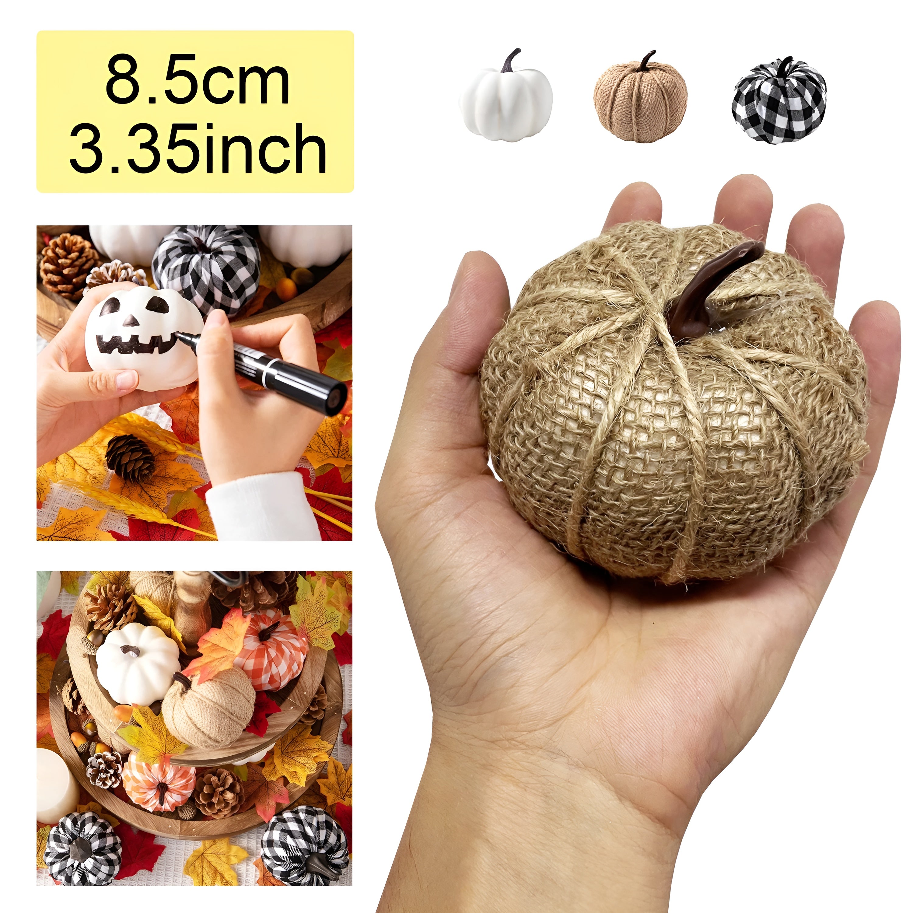 Herbstliche Kürbis-Deko aus Jute – 12 Stück | Ideal für Tisch, Fensterbank & Halloween
