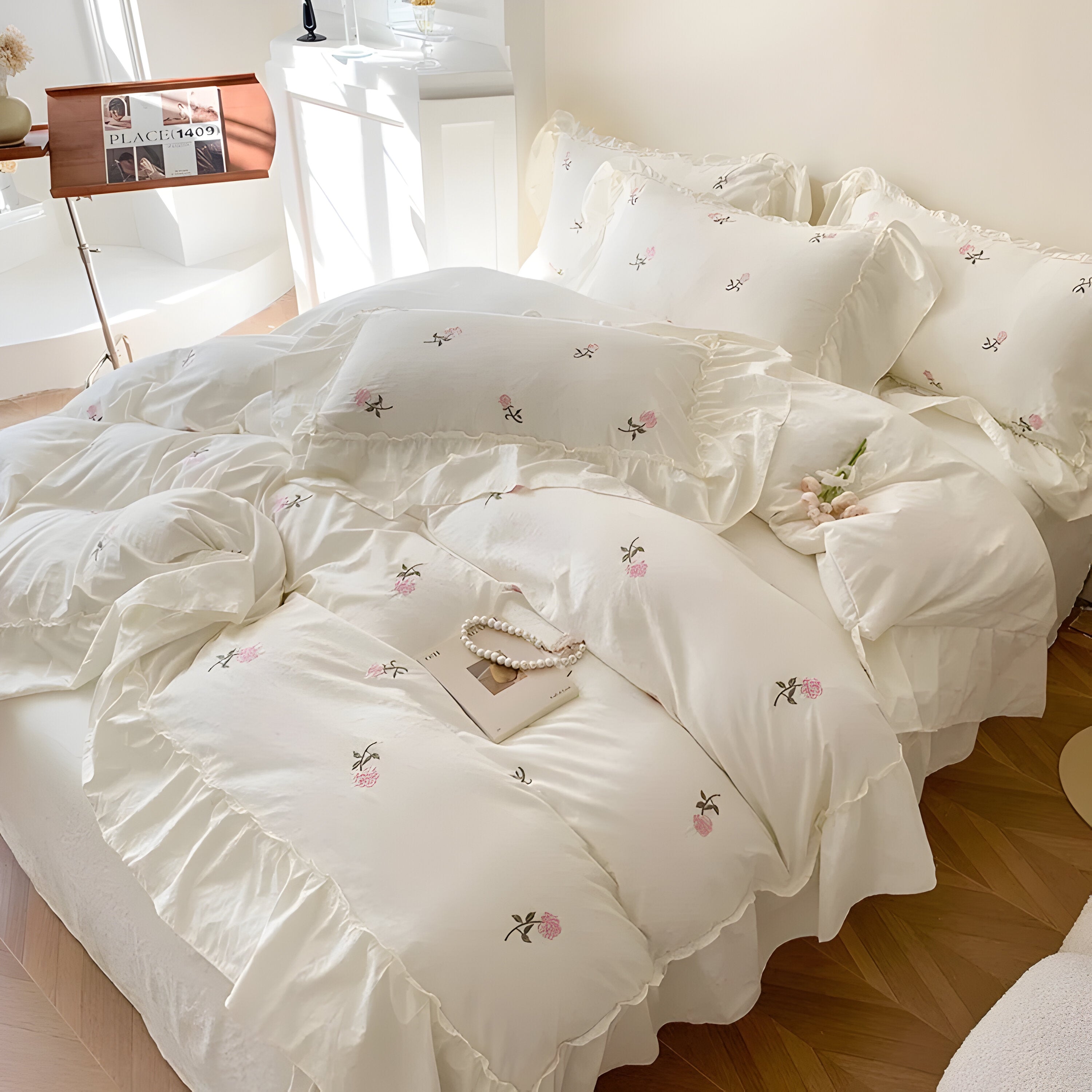 Rosabelle Set - Rose Besticktes Bettbezugs-Set