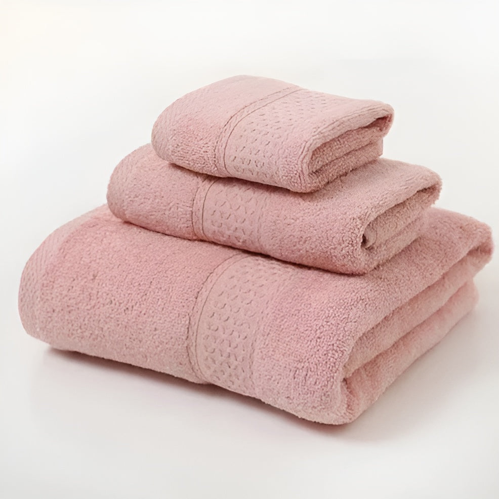 3-teiliges Baumwollhandtuch-Set – Weich und Saugstark | Perfekt für Bad und Alltag - 3 Stück Rot - Handtuch-Set