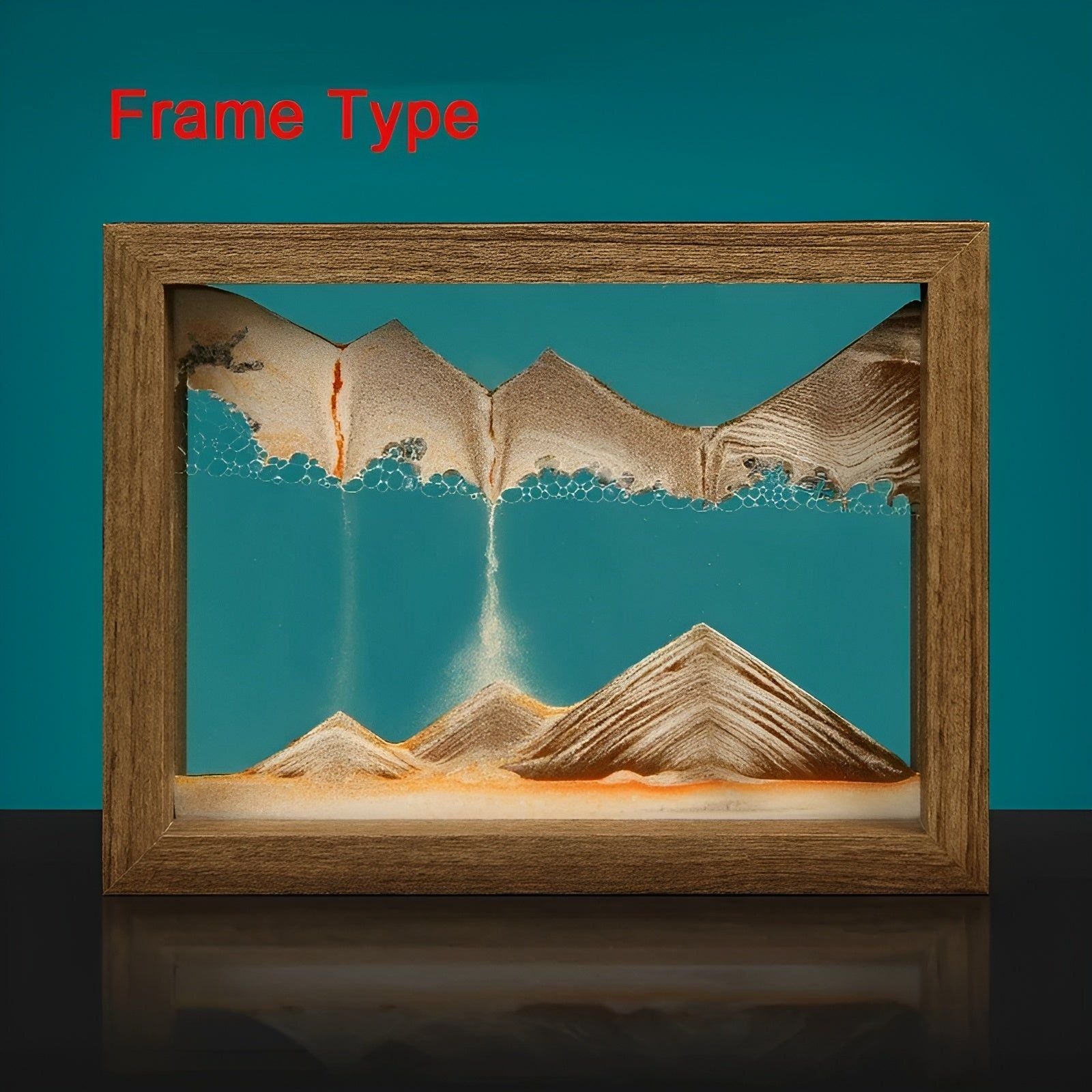 SandWave Light - Bewegte Sandskulpturen Kunst Foto Quadrat Holzrahmen Elegare