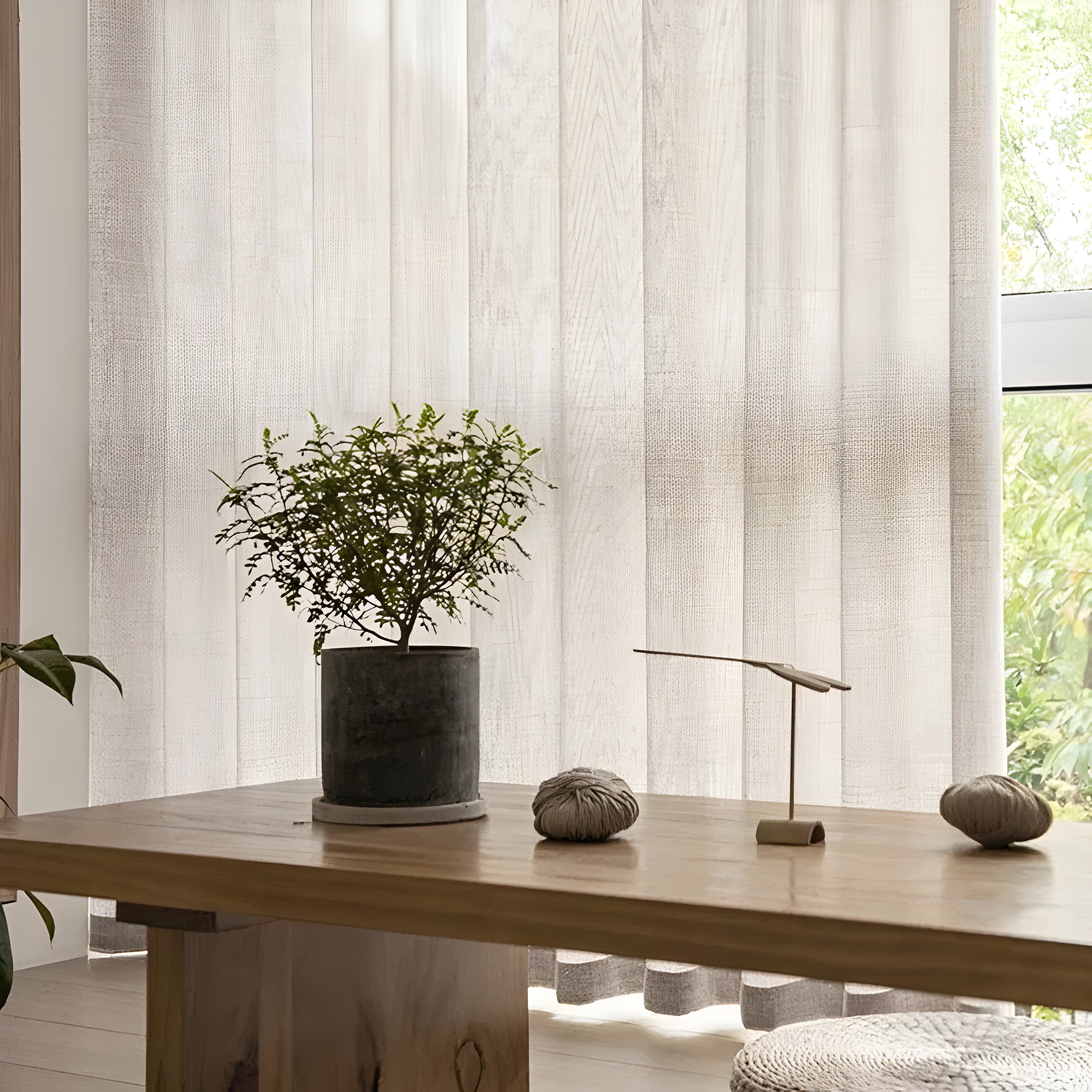 Voile-Vorhang im japanischen Stil – Weich und lichtdurchlässig | Dezente Fensterdekoration