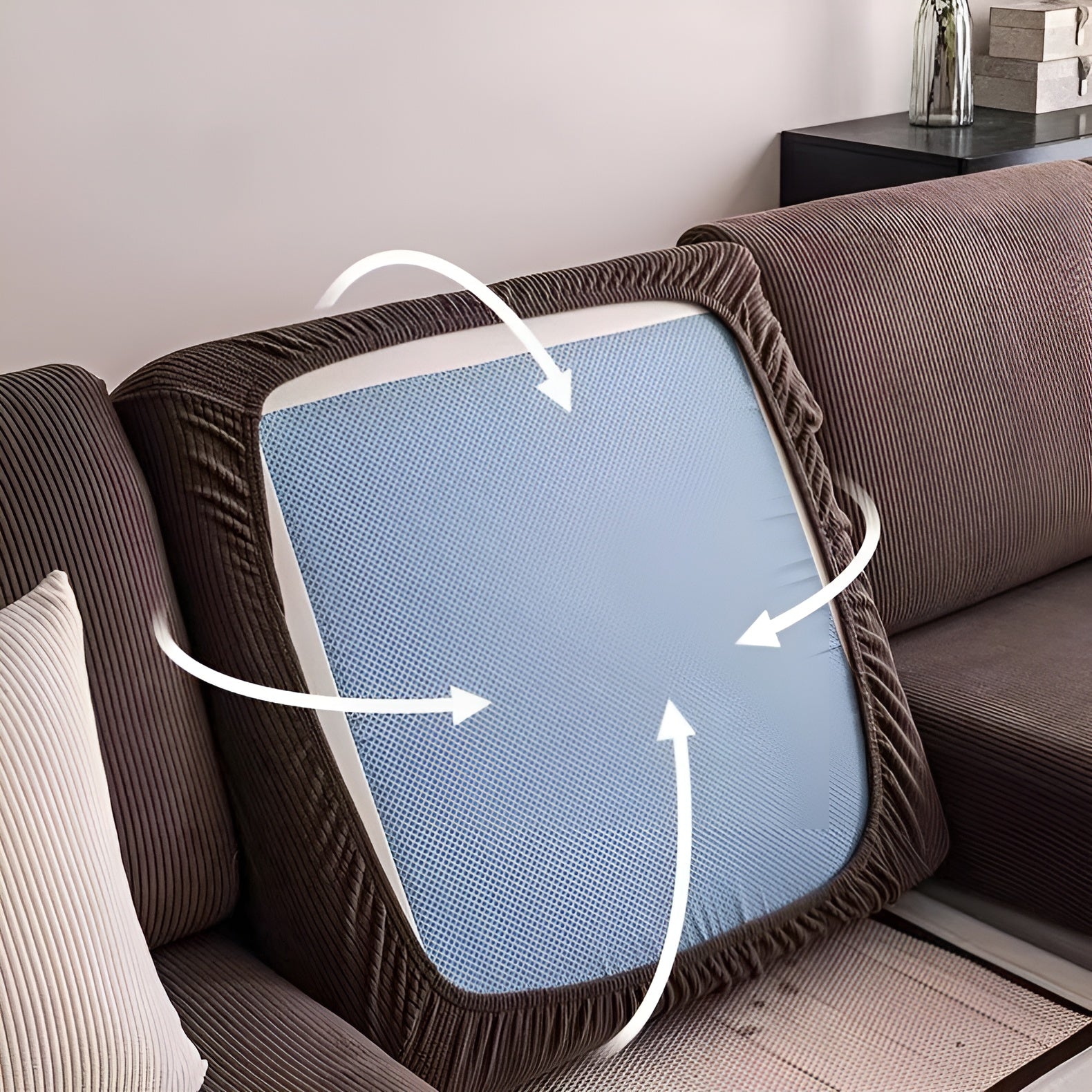 Sofaüberwurf aus Cord – Dehnbar & Kratzfest | Vertikales Streifendesign