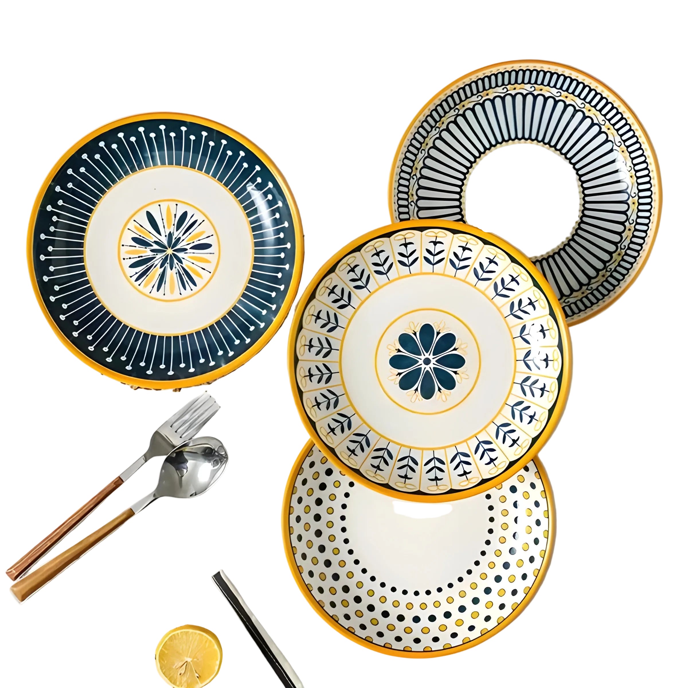 Porzellan-Tellerset Handbemalt – Elegant und Dekorativ | Perfekt für Alltag und besondere Anlässe - Wohnzubehör