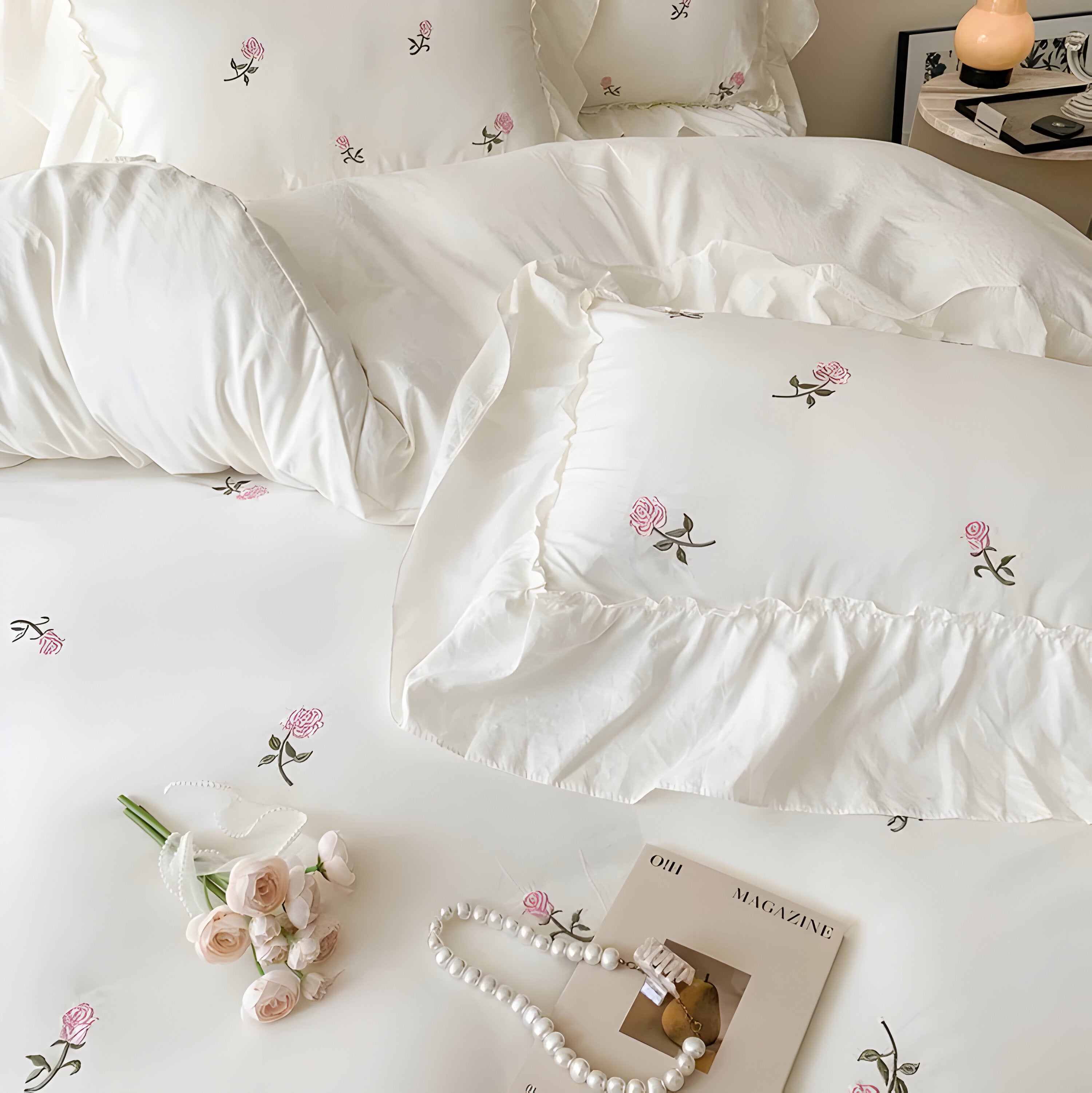 Rosabelle Set - Rose Besticktes Bettbezugs-Set