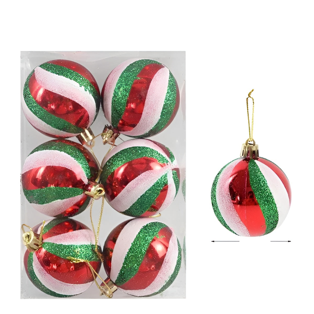 Glas Weihnachtskugeln – Elegantes Set mit Muster | 6 Stück für den Christbaum
