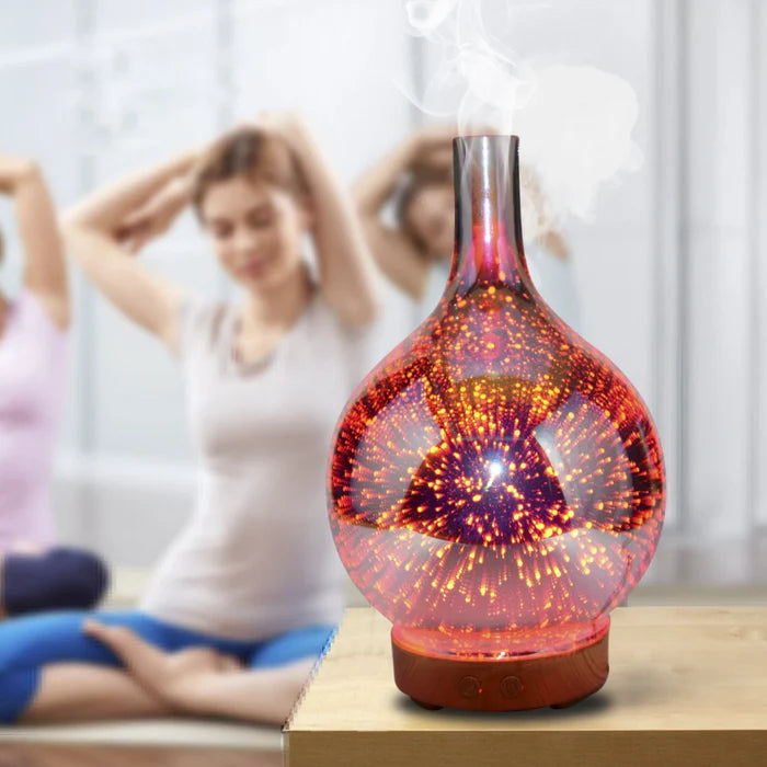 Aromadiffusor mit 3D-Glasdesign – LED-Farbwechsel & Duftölfunktion