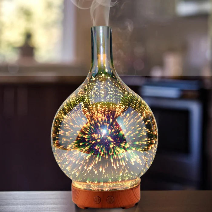 Aromadiffusor mit 3D-Glasdesign – LED-Farbwechsel & Duftölfunktion