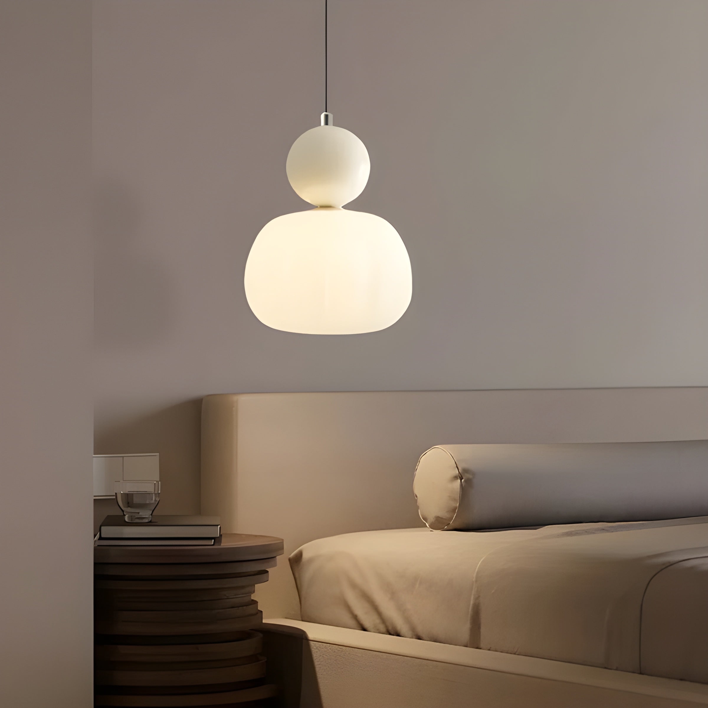 LumiPumpkin Light – Moderne Cremefarbene Pendelleuchte im Kürbis-Design