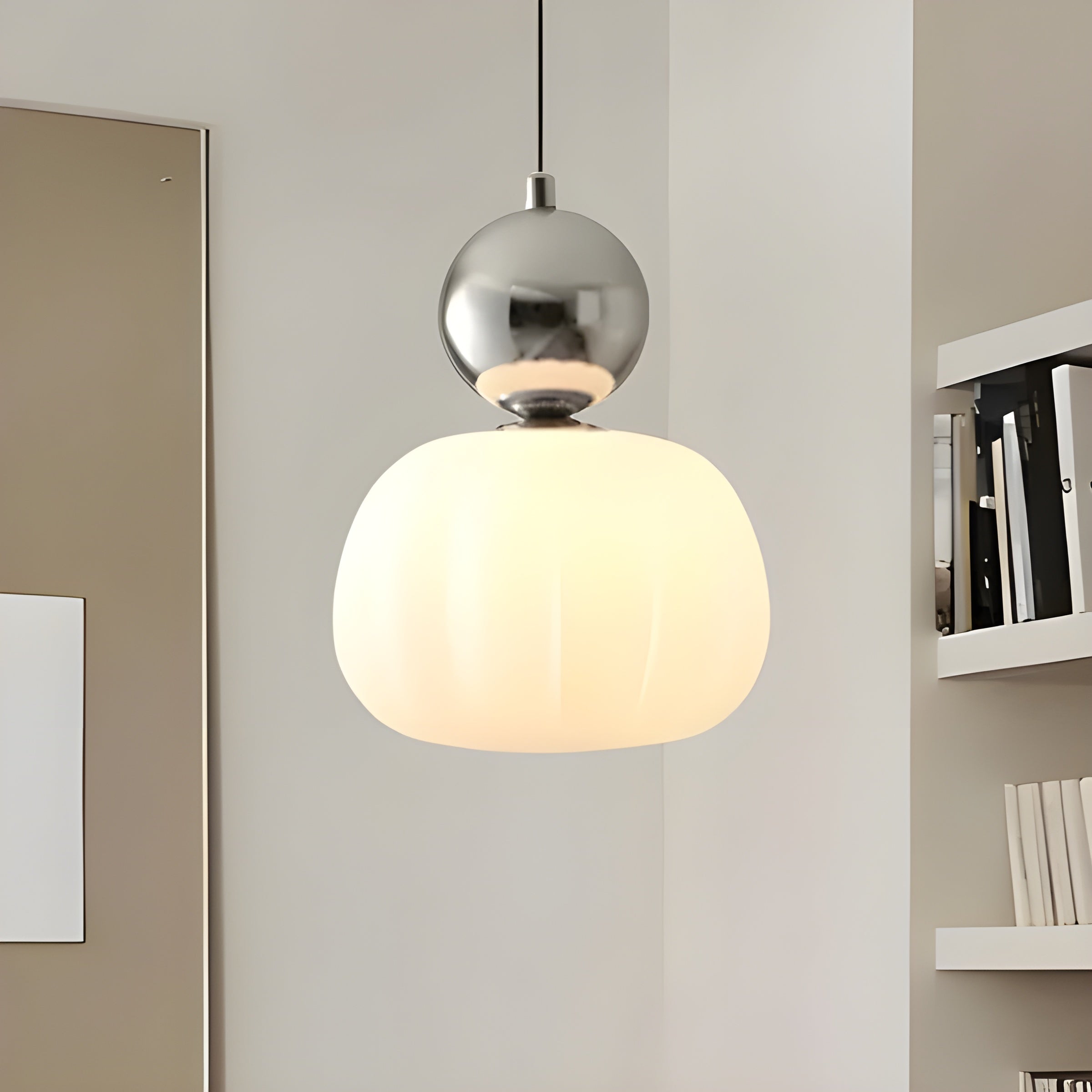 LumiPumpkin Light – Moderne Cremefarbene Pendelleuchte im Kürbis-Design