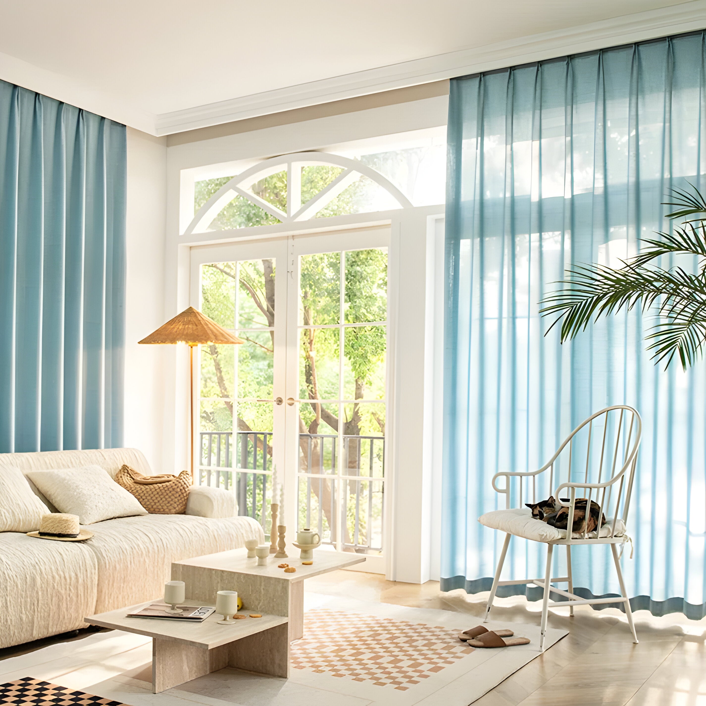 Voile-Vorhang im japanischen Stil – Weich und lichtdurchlässig | Dezente Fensterdekoration
