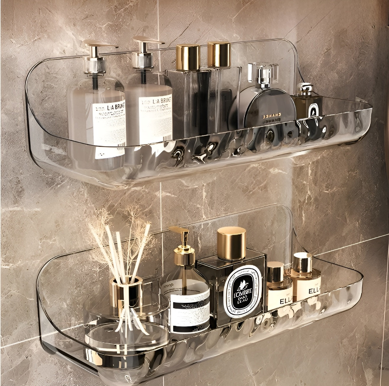 Acryl Badregal – Wandmontage ohne Bohren | Praktischer Dusch-Organizer