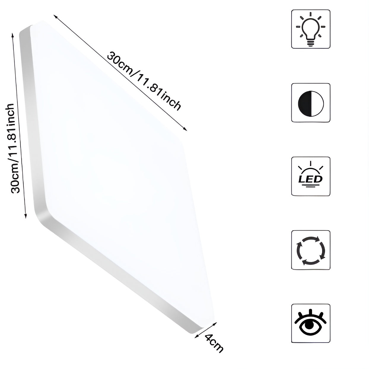 Quadratische LED-Deckenleuchte – Gleichmäßiges, Angenehmes Licht | Für Wohnzimmer & Bad geeignet