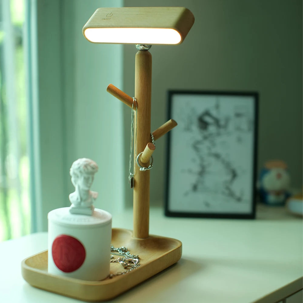 Nachttischlampe mit Ablage – Natürliches Licht und Praktische Aufbewahrung | Perfekt fürs Schlafzimmer
