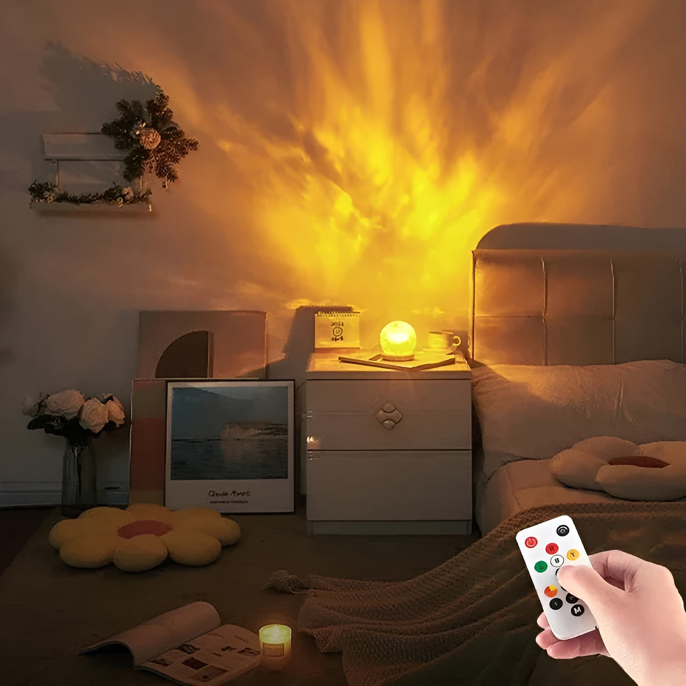 Projektionslampe mit Wellenlicht – Entspannende Stimmungsbeleuchtung für Tisch oder Schlafzimmer