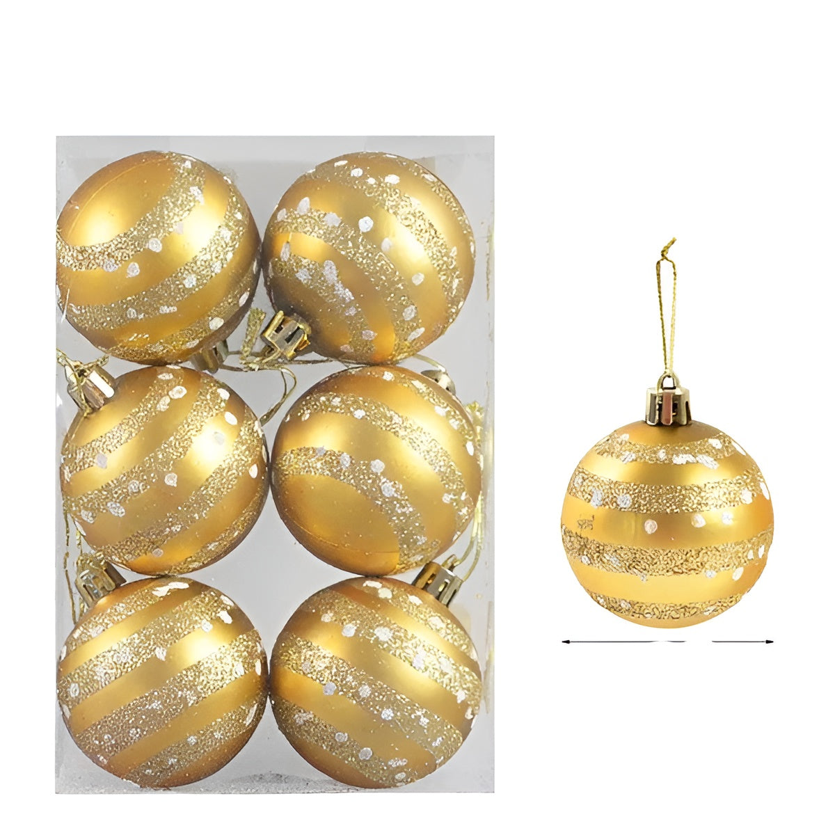 Glas Weihnachtskugeln – Elegantes Set mit Muster | 6 Stück für den Christbaum