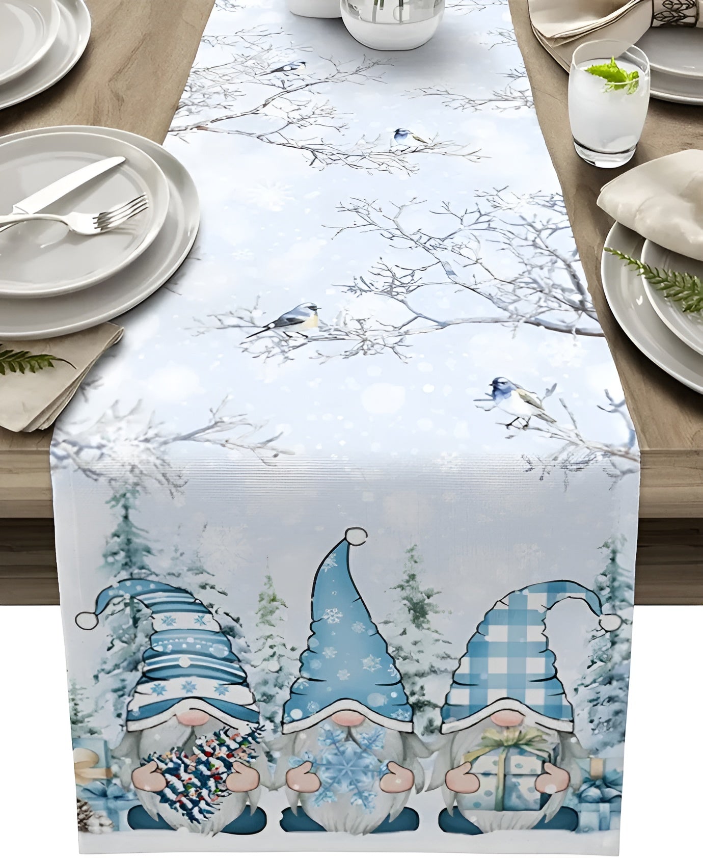 Weihnachtlicher Tischläufer – Dekorativ mit Schneeflocken | Perfekt für Winter & Festtafel