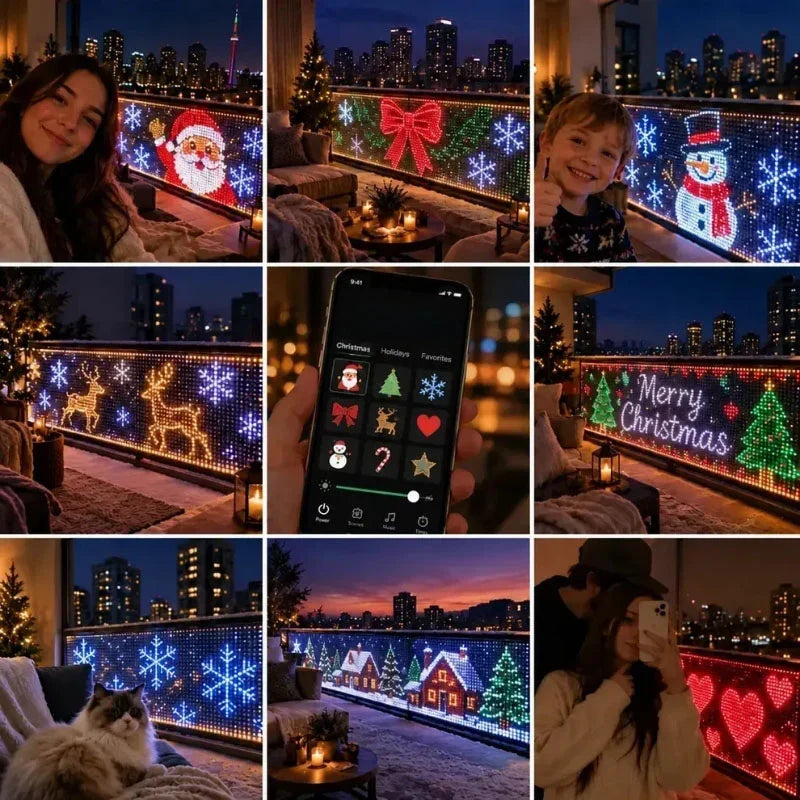 LED-Lichtvorhang am Fenster mit sanftem Ambiente-Licht