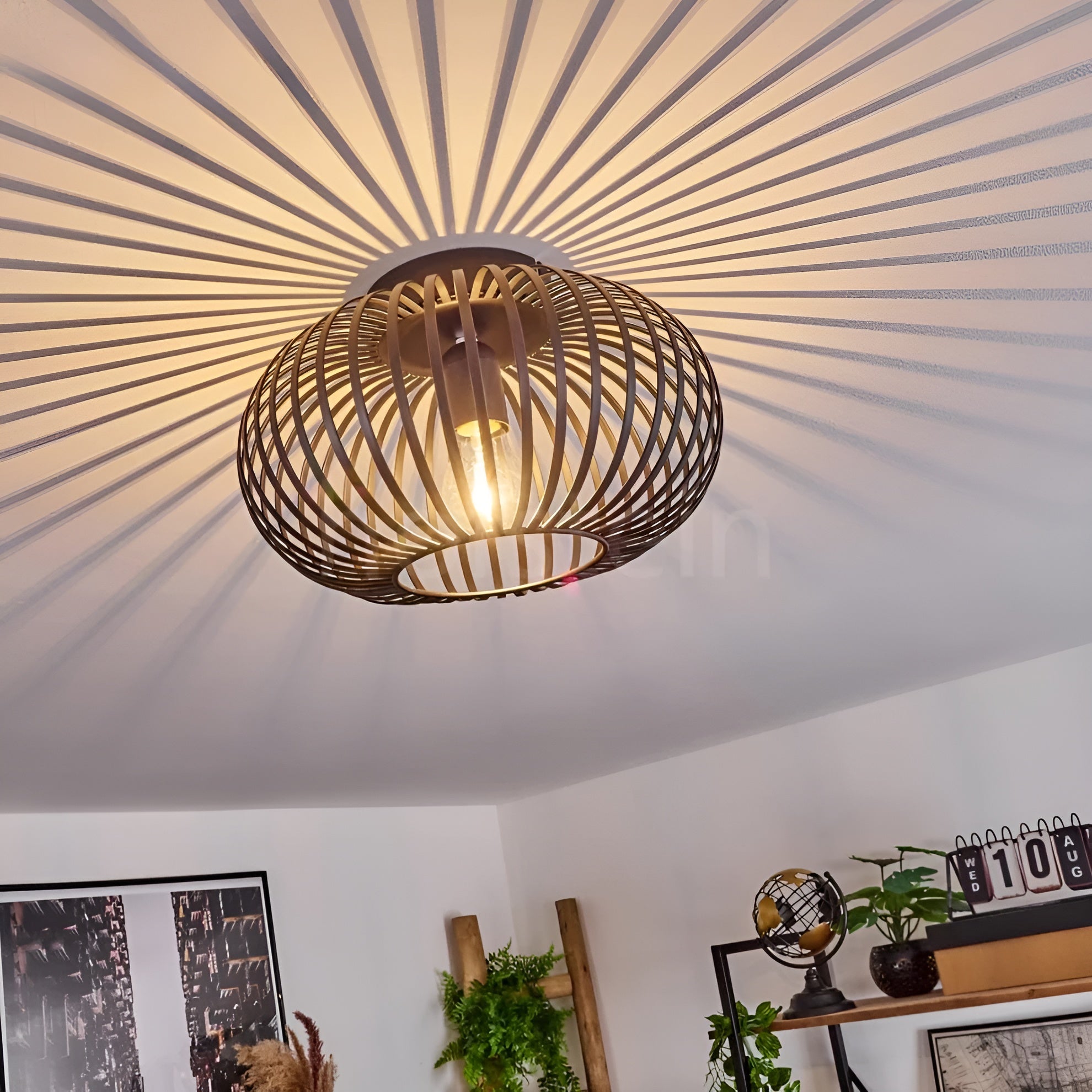 Industrielle Deckenleuchte im Laternen-Design – Dekorative Lampe für Flur, Balkon, Wohnzimmer & Esszimmer