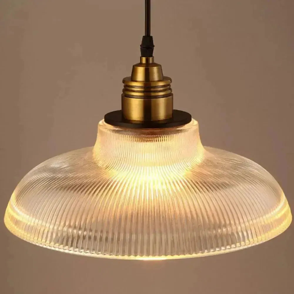 StripeGleam Lampe - Amerikanische Vintage Streifen Glas Pendelleuchte Elegare