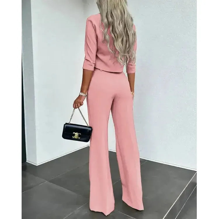 Sybille Set - Modisches Zweiteiliges Set mit Hochbund-Hose für Damen Elegare