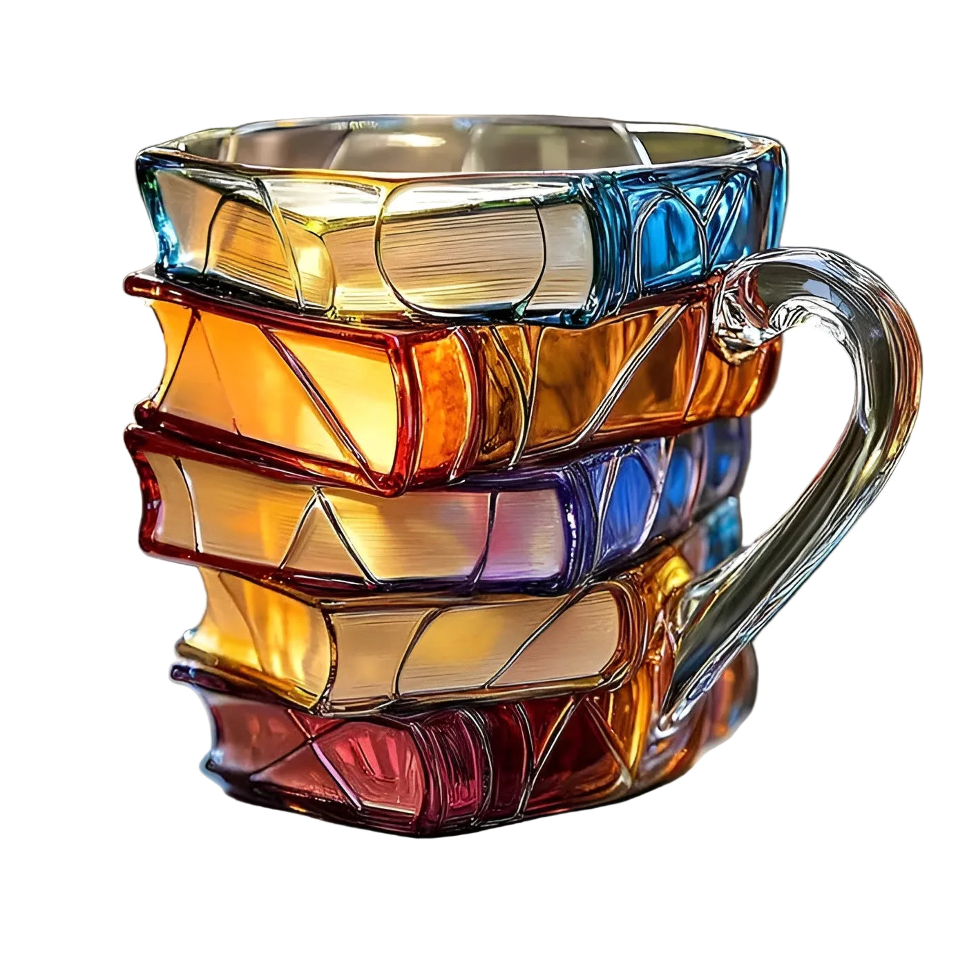 Glas-Kaffeetasse 350 ml – Handgefertigt mit 3D Buchmuster | Hochwertiges Glas für Kaffee Tee und stilvolle Tischdeko