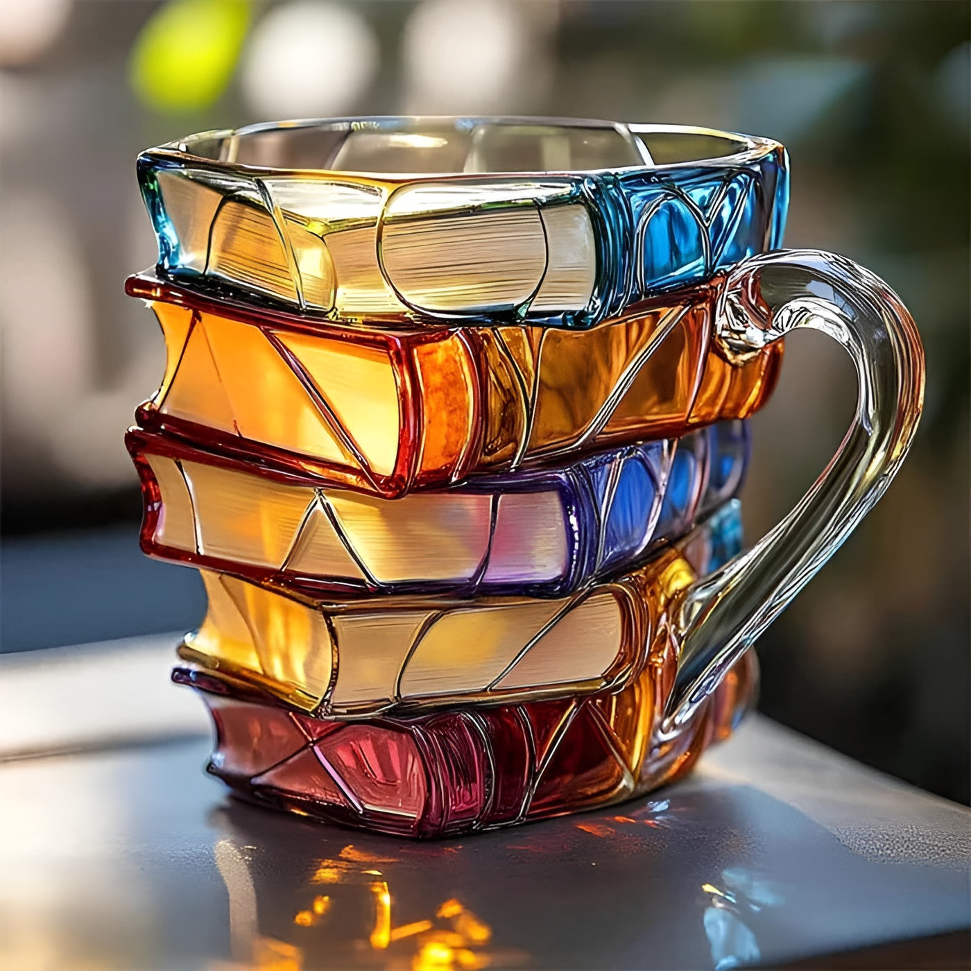 Glas-Kaffeetasse 350 ml – Handgefertigt mit 3D Buchmuster | Hochwertiges Glas für Kaffee Tee und stilvolle Tischdeko