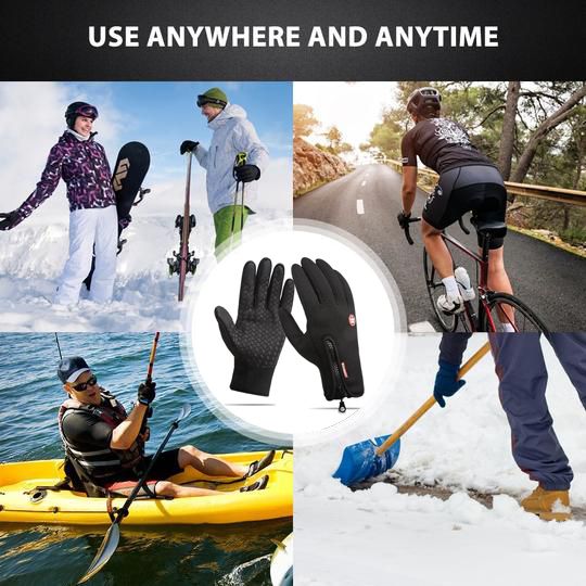 Wasserdichte Winterhandschuhe mit Fleece-Futter in Schwarz