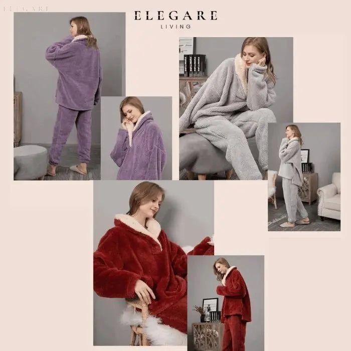 Tori - Sherpa-Fleece Pyjama: warm und kuschelig - Elegare - DEA100 -