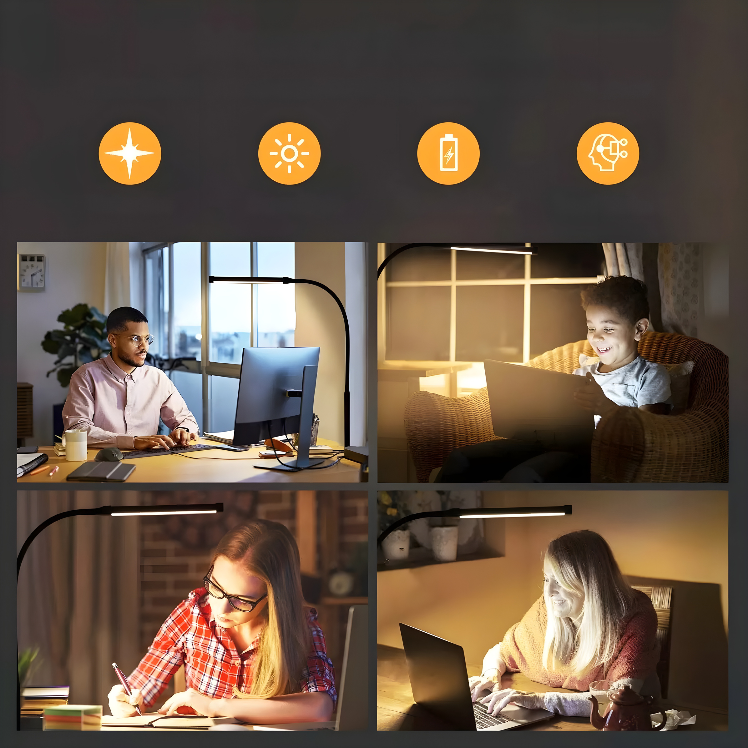 OptiBright Lamp - Flexibles Augenfreundliches Schreibtischlicht mit Klemme