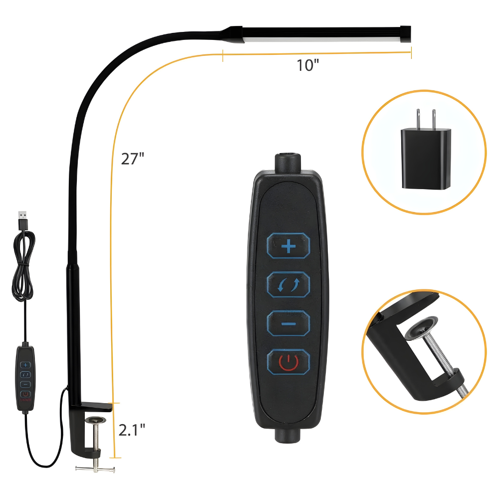 OptiBright Lamp - Flexibles Augenfreundliches Schreibtischlicht mit Klemme
