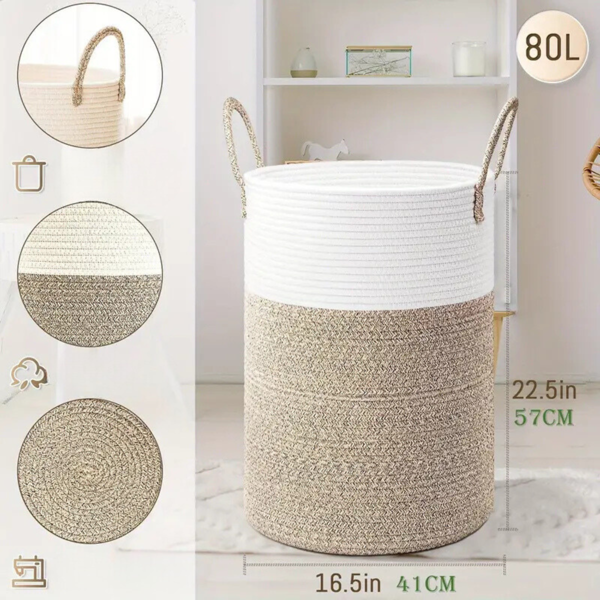 ClutterCatcher Korb - Faltbare Große Aufbewahrung Geflochten Wäschekorb