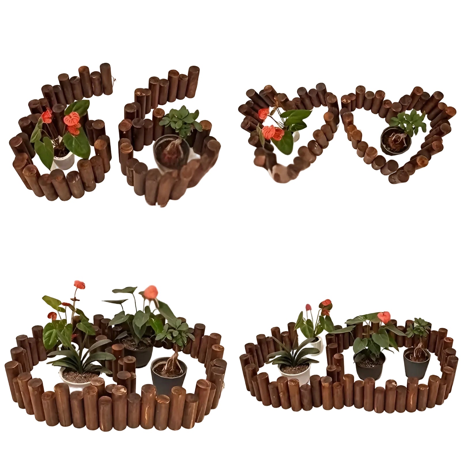 Flexible Holz Rasenkante – Dekorativer Gartenzaun mit Erdspießen | Für Beete, Wege und Rasenflächen