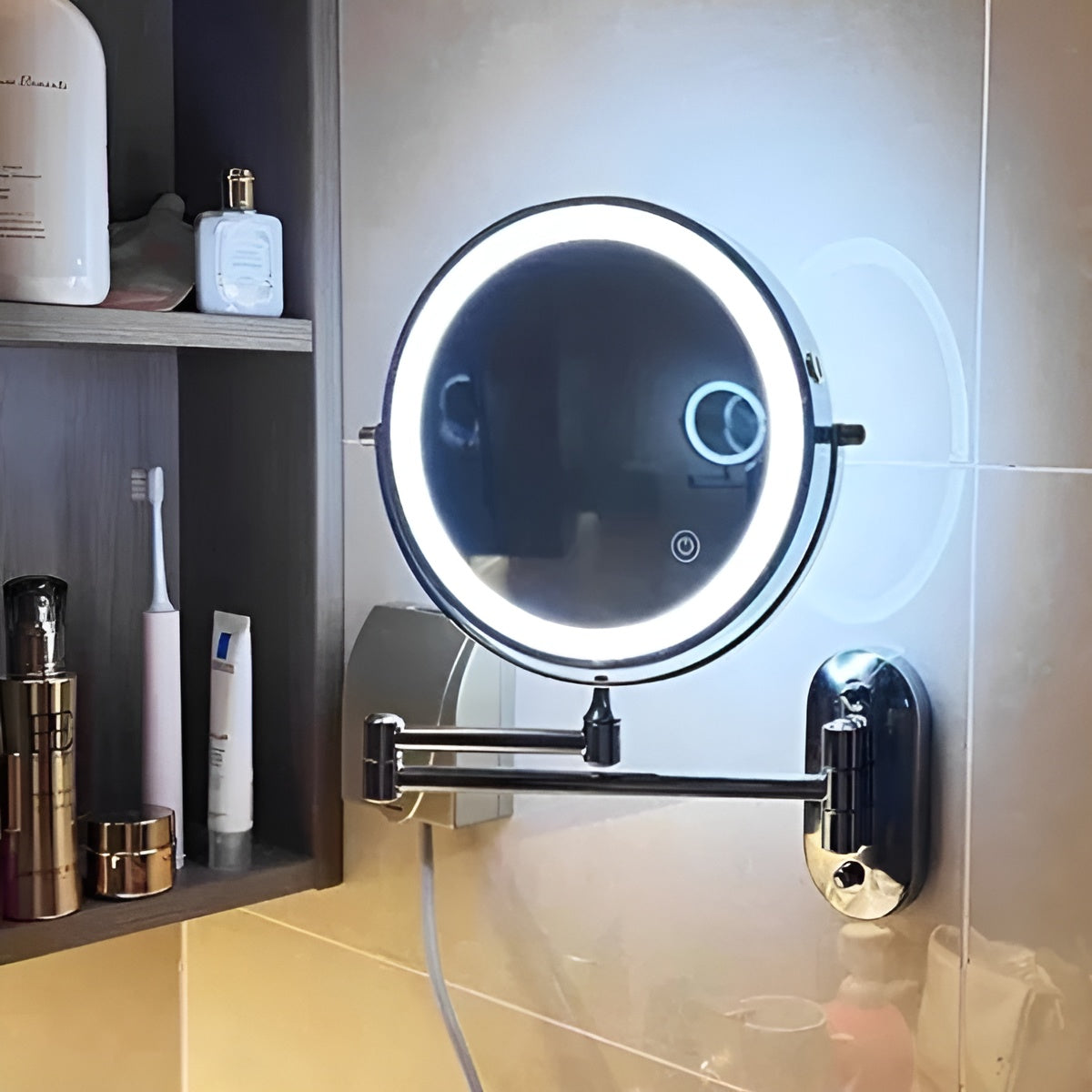 LED-Schminkspiegel mit Vergrößerung – Wiederaufladbar und Beleuchtet | Ideal für Bad und Make-up