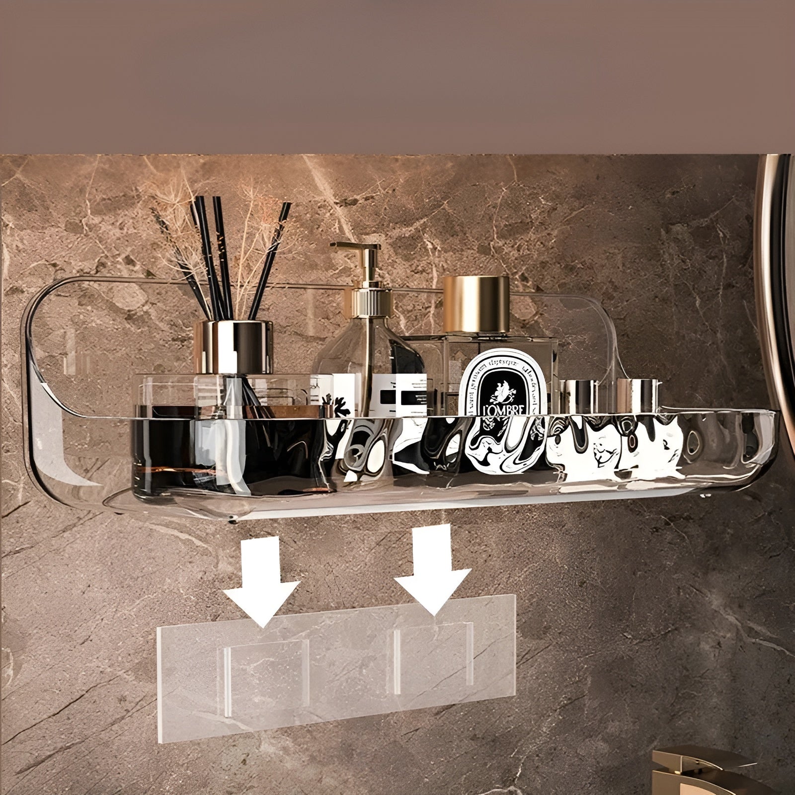 Acryl Badregal – Wandmontage ohne Bohren | Praktischer Dusch-Organizer