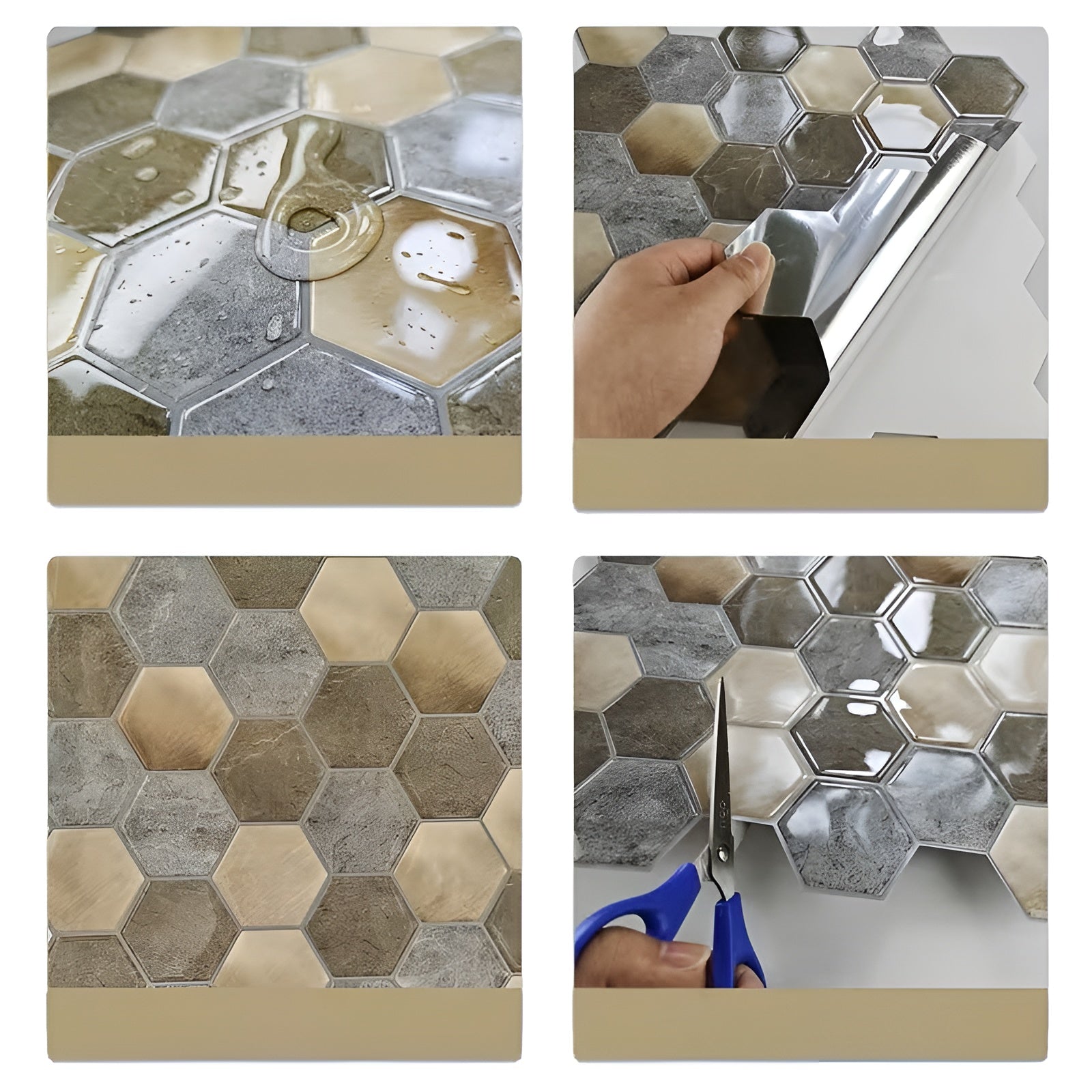 3D Hexagon Wandpaneele – Selbstklebende Metalloptik Wandverkleidung | Moderne Wanddeko für Wohnzimmer Küche oder Flur