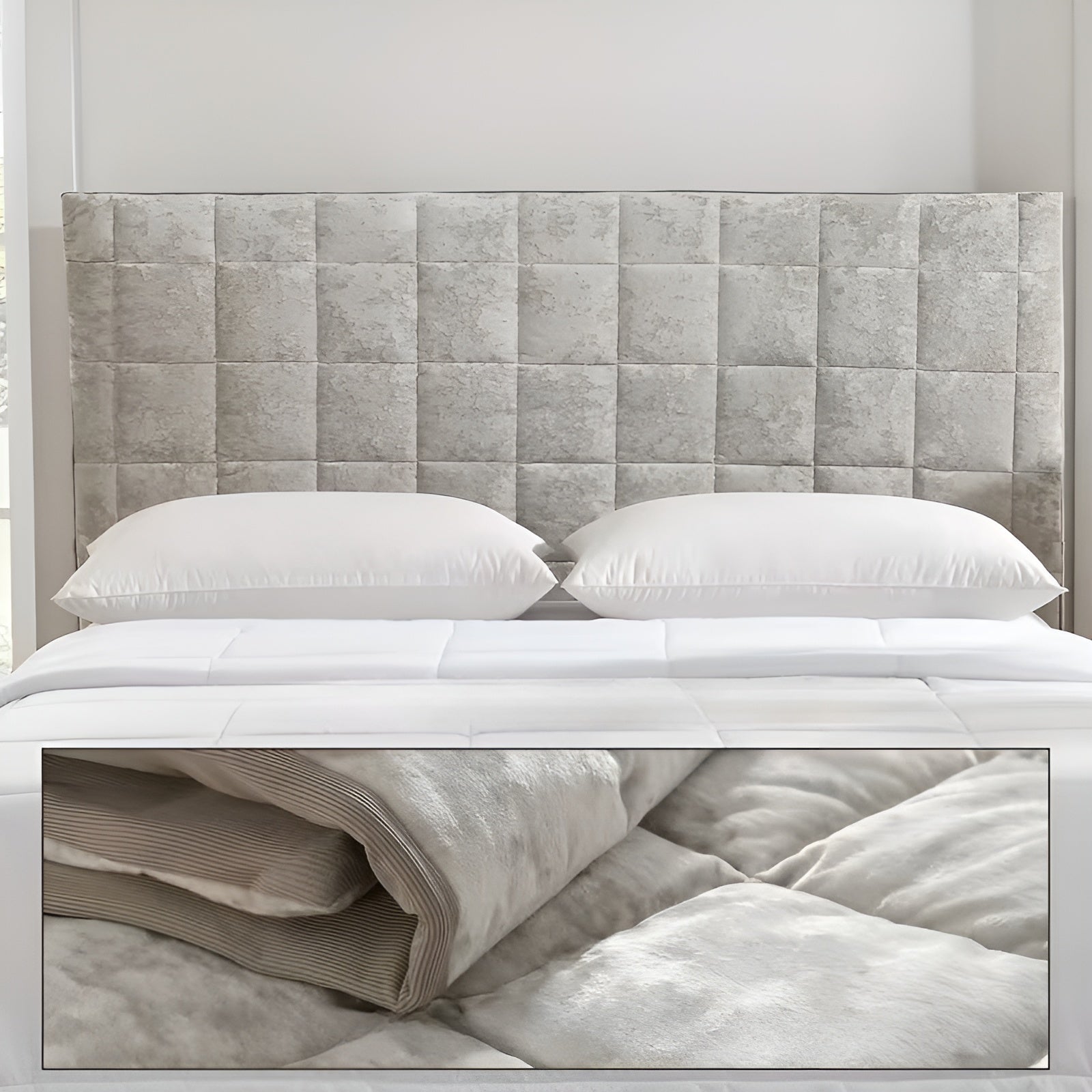 Kopfteilbezug Mit Gummiband – Weich Und Dehnbar | Mit Praktischen Seitentaschen Für Das Bett