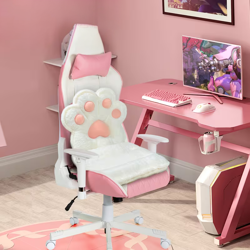 L-förmiges Katzenpfotenkissen – kuschelig und weich | Flauschiges Sitzkissen für Gaming-Stühle und Sofas - Kissen