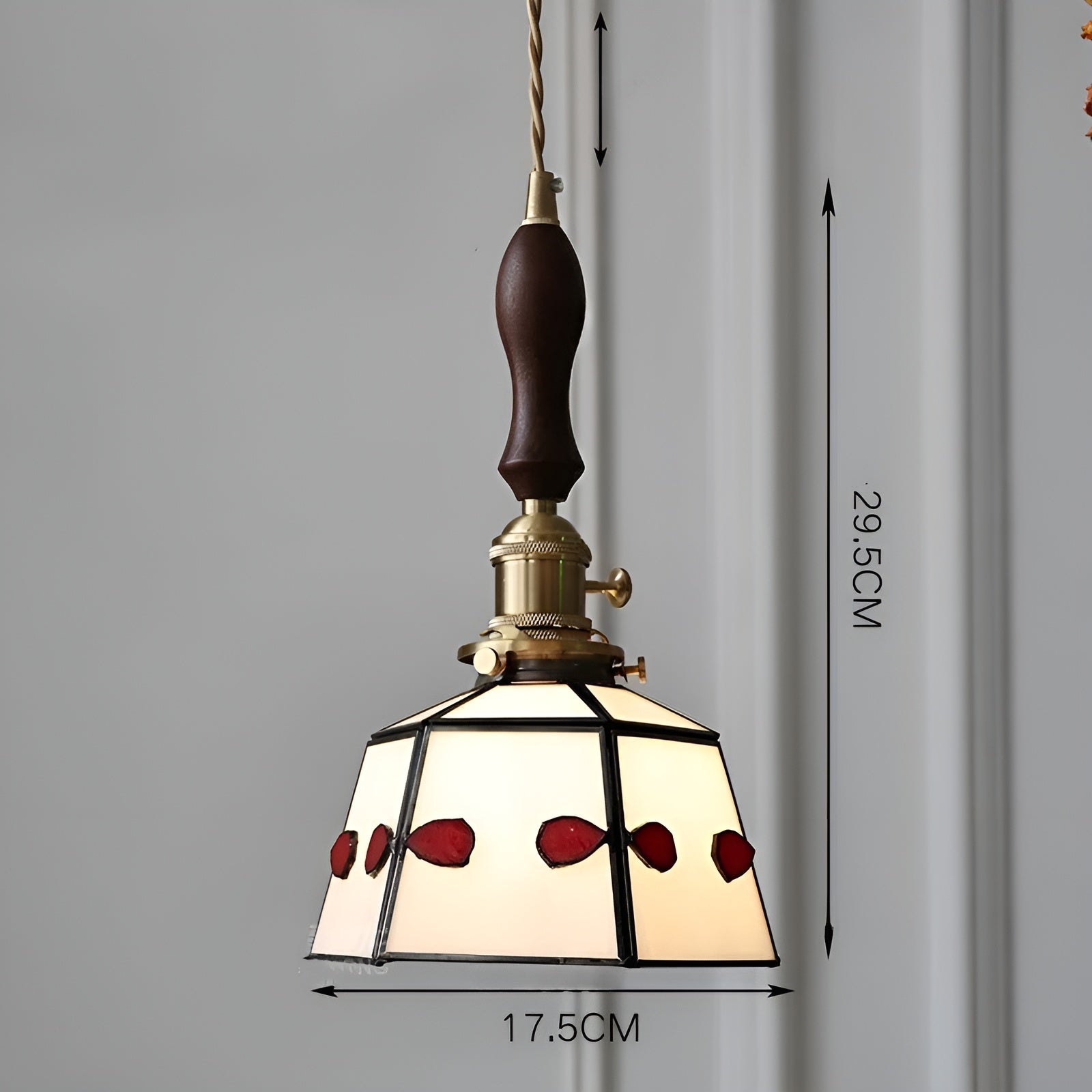 Europäische Vintage-Pendelleuchte – Stilvolle LED-Pendelleuchte aus Holz und Kupfer | Mit Glaskuppel im Design für Wohnzimmer und Esszimmer