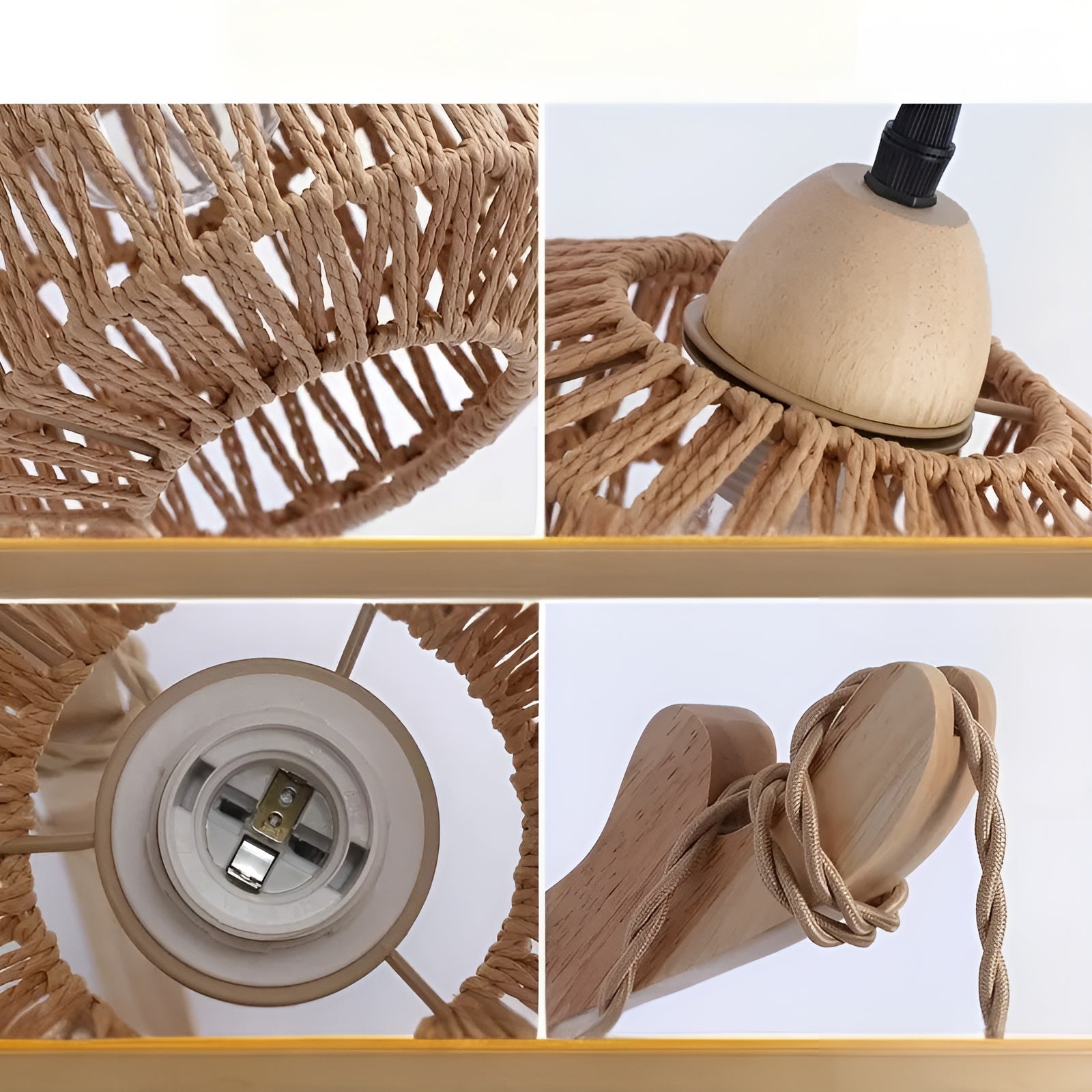 Hängeleuchte im Boho-Stil – Handgewebter Lampenschirm aus Naturfaser | Ideal für Esszimmer & Schlafzimmer