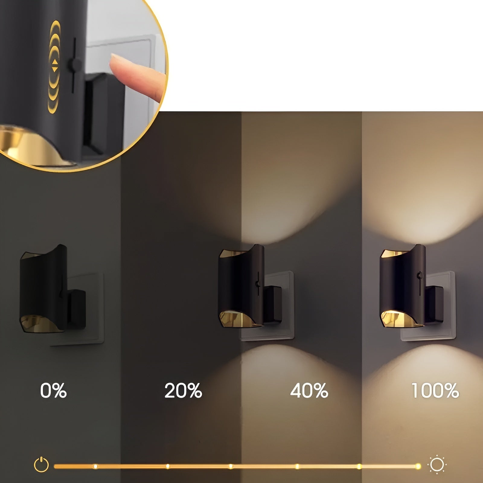 2er Set LED Wandleuchten mit Stecker –Dimmbare Wandleuchten im Modernen Schwarz-Kupfer Look | Perfekt für Schlafzimmer & Flur