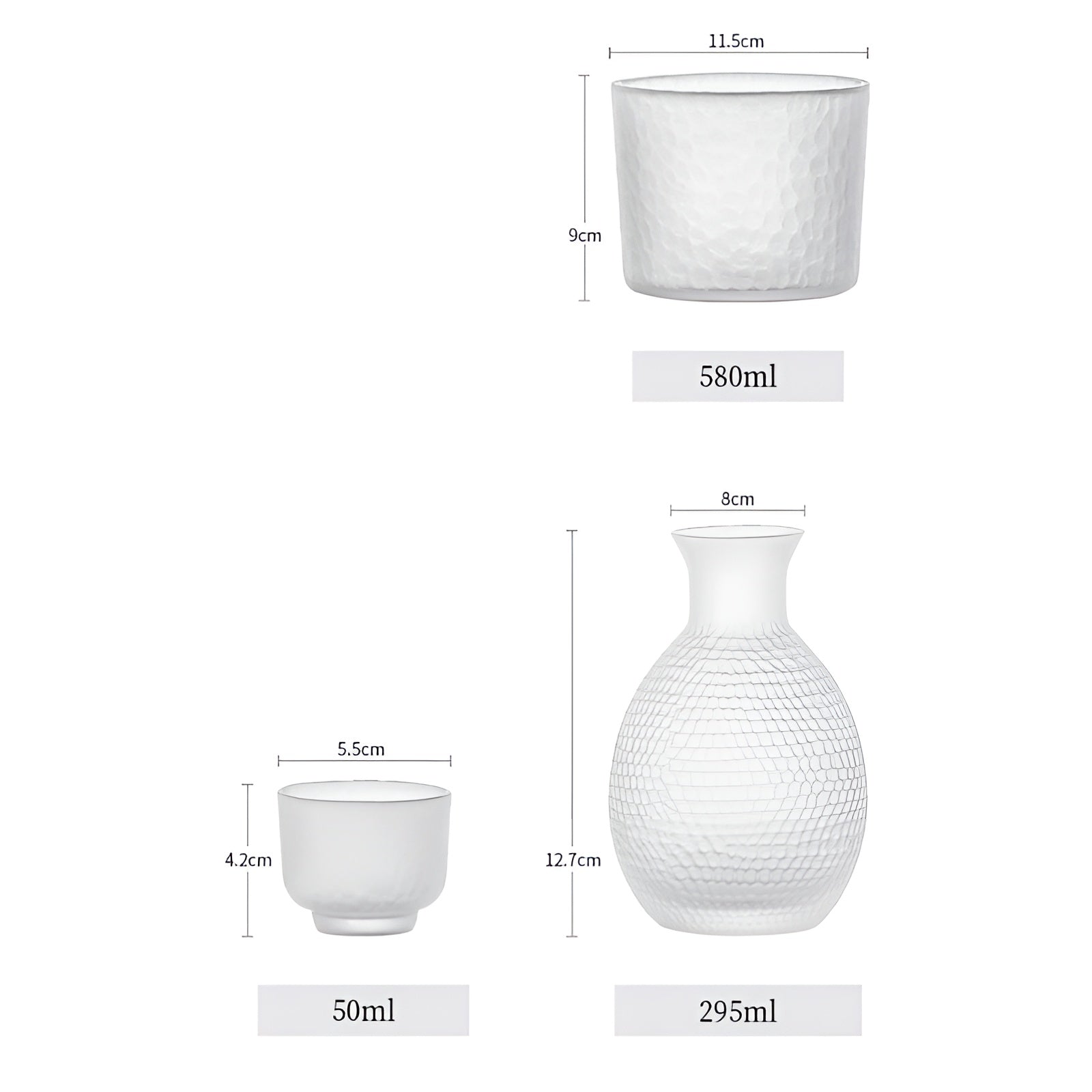 Japanisches Sake-Set aus Glas – Elegante Karaffe mit Bechern | Perfekt für Wein, Whisky & Likör