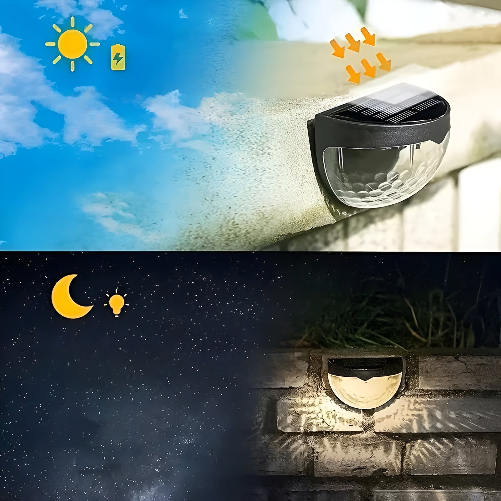 Solar Zaunleuchte mit 6 LEDs – Dekorative Außenbeleuchtung mit Lichtspiel | Wetterfest für Garten Treppe und Terrasse