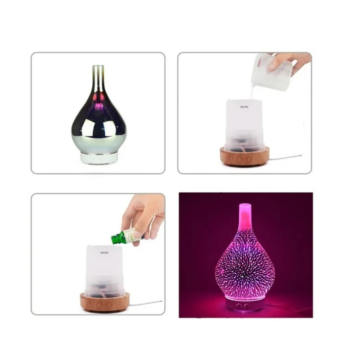 Aromadiffusor mit 3D-Glasdesign – LED-Farbwechsel & Duftölfunktion