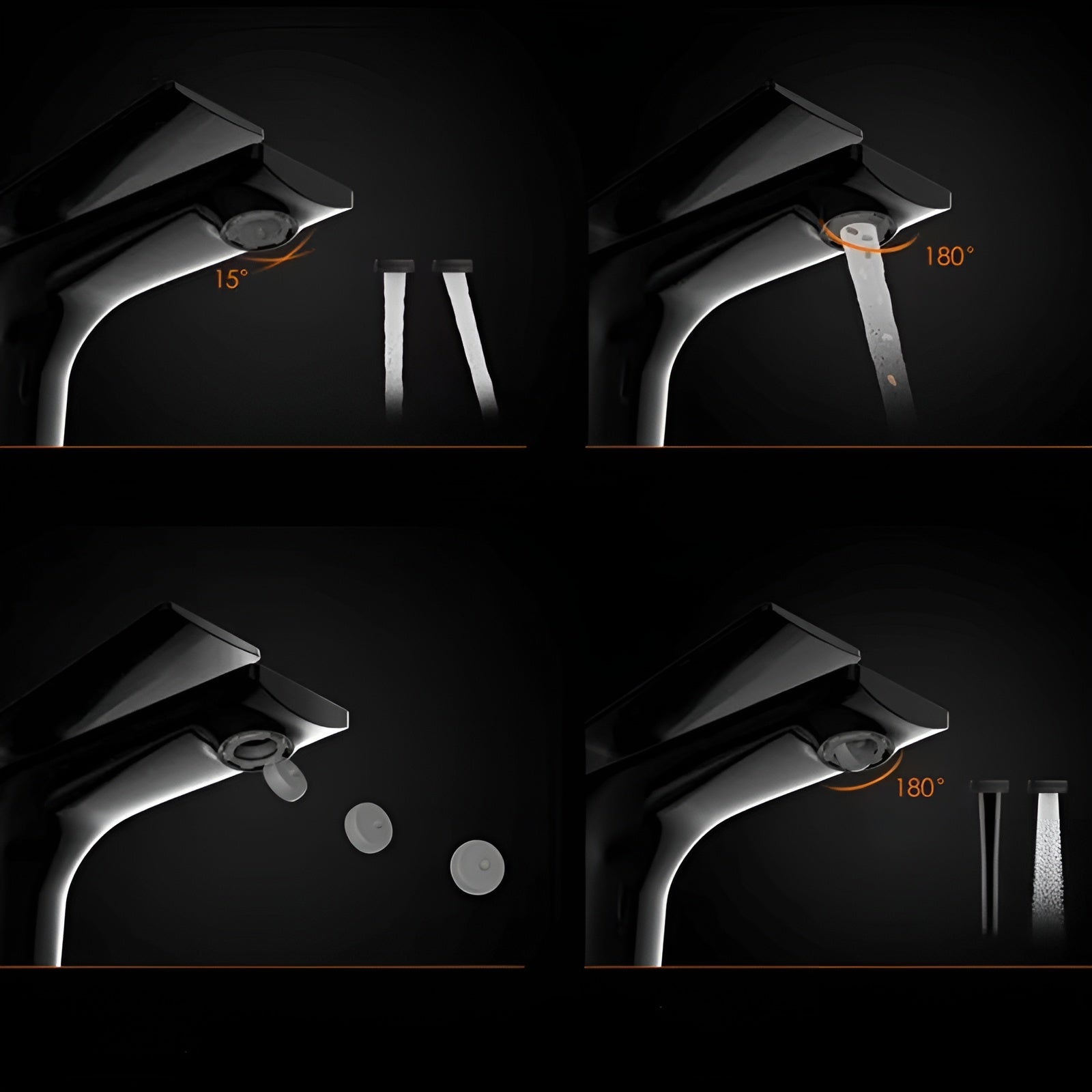 Waschbeckenarmatur mit Ausziehbrause – Hochwertige Mischbatterie für Warm- und Kaltwasser | Einlochmontage für Bad und Küche in Schwarz oder Silber