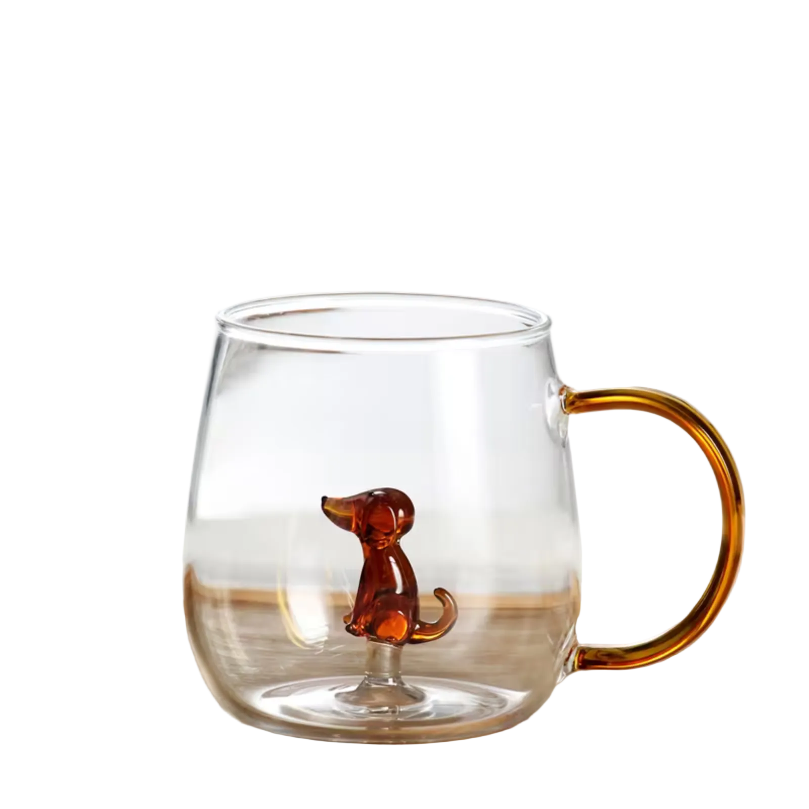 3D-Cartoon-Trinkglas mit Tiermotiv – Designerbecher aus Borosilikatglas | Robust und dekorativ - Kätzchen und Welpe